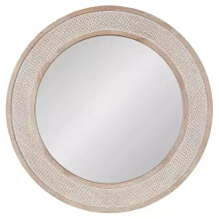 Round Natural Rattan Wall Mirror