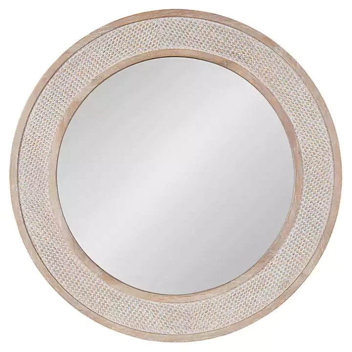 Round Natural Rattan Wall Mirror