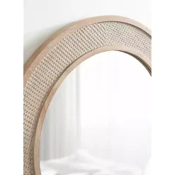Round Natural Rattan Wall Mirror
