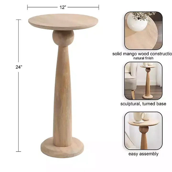 Round Natural Wood Jess Accent Table