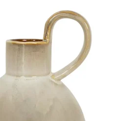 Round Tan Oversized Handle Jug Vase