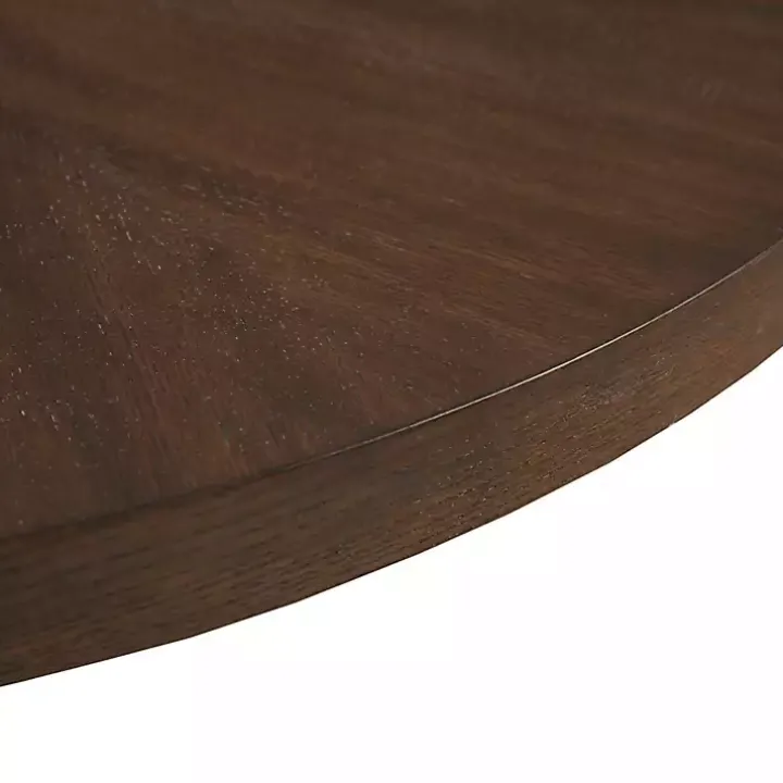 Round Walnut Wood Starburst Coffee Table