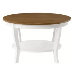 Round White and Natural Curved Legs Coffee Table