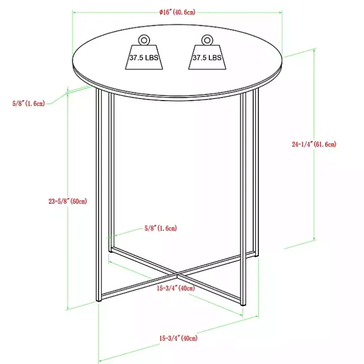 Round White Marble and Gold Accent Table