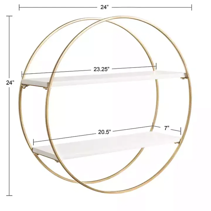 Round White Wood Sequoia Wall Shelf