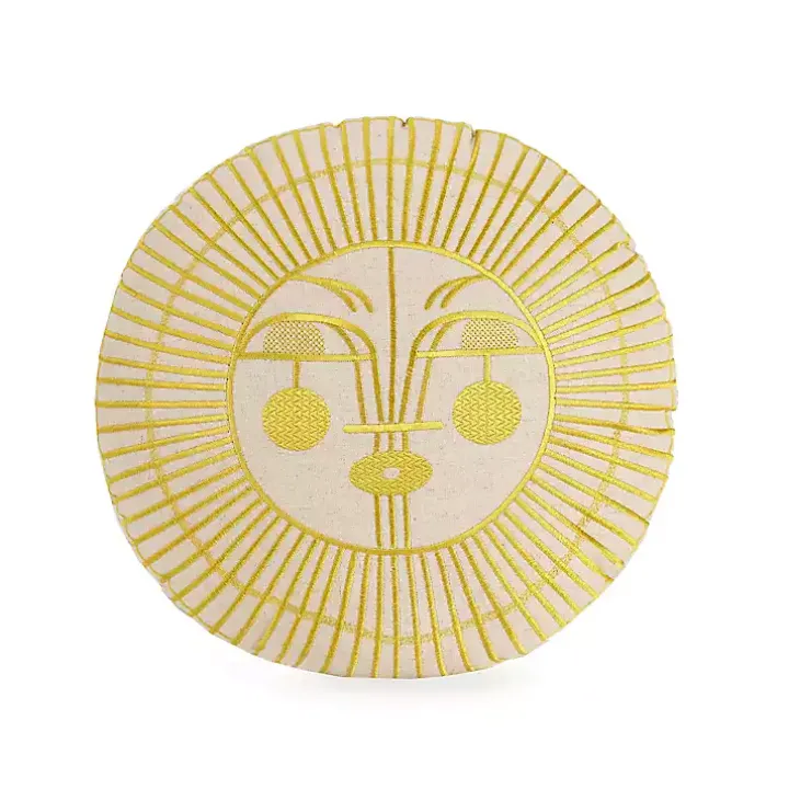 Round Yellow Sunshine Face Pillow