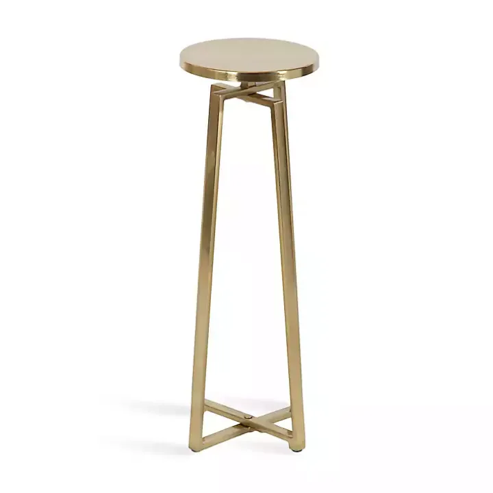 Round Zia Gold Metal Accent Table