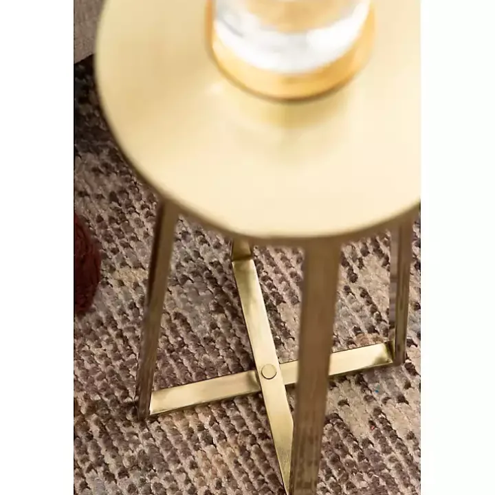 Round Zia Gold Metal Accent Table