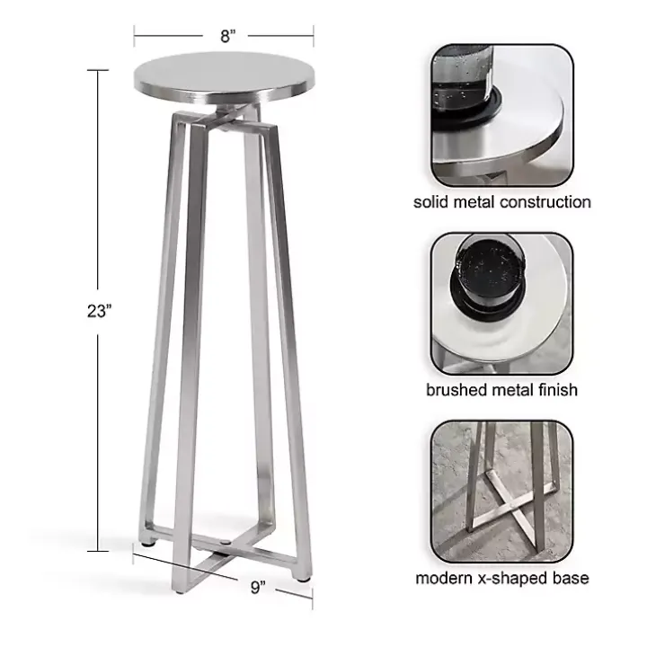 Round Zia Silver Metal Accent Table