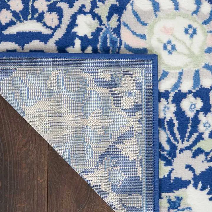 Royal Blue Floral Motif Area Rug, 7x10