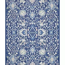 Royal Blue Floral Motif Area Rug, 8x10