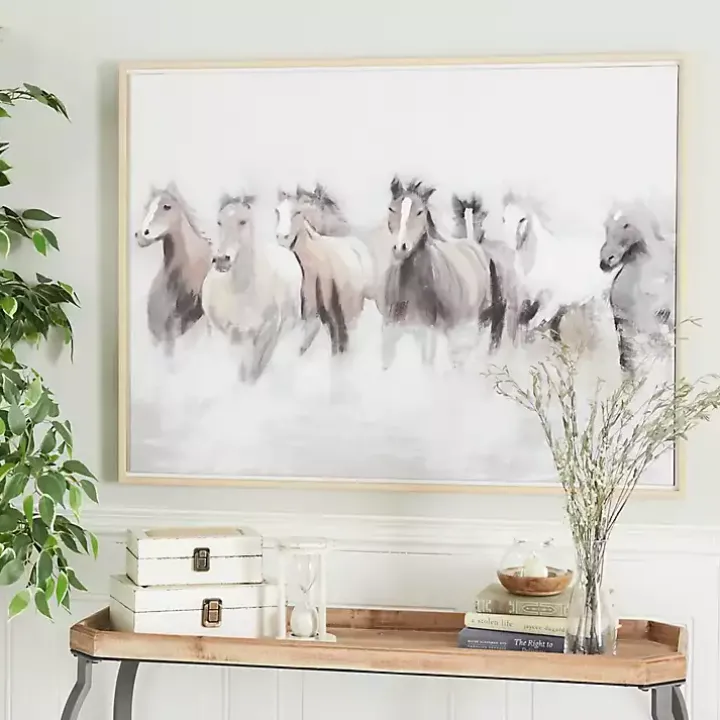 Running Horses Framed Canvas Art Print