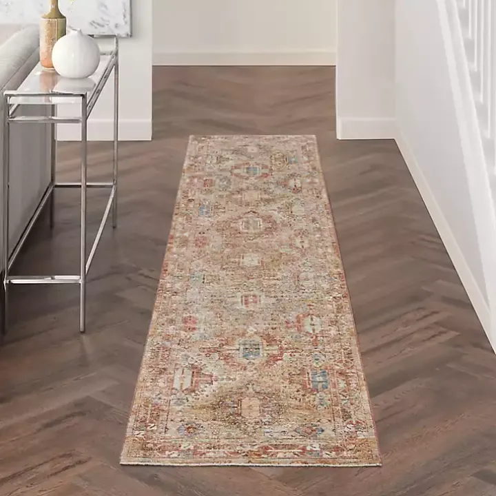 Rust Distressed Multi Medallion Runner, 2x10