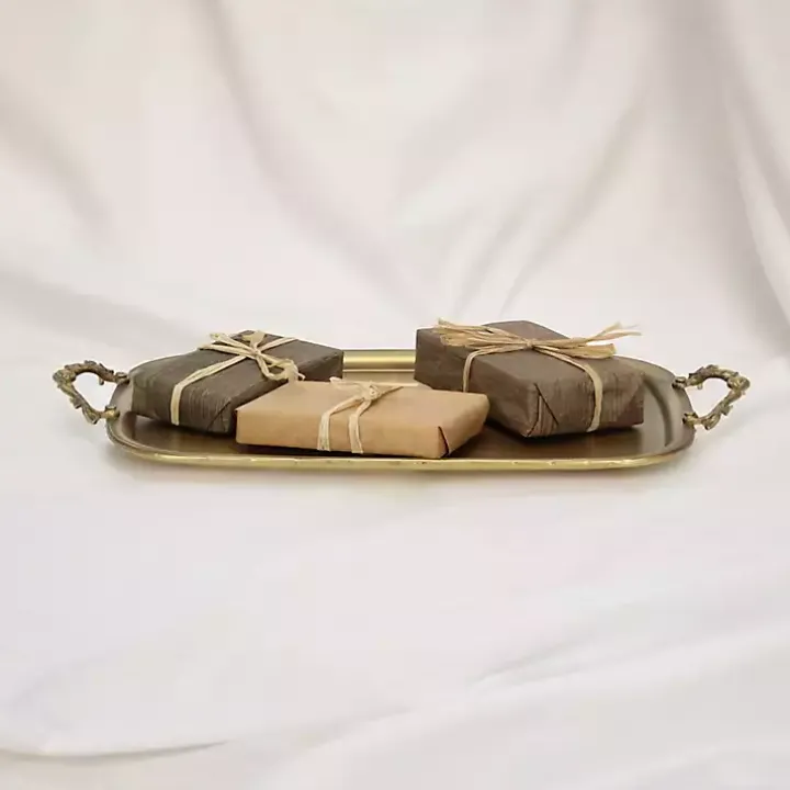 Rustic Gold Metal Decorative Tray