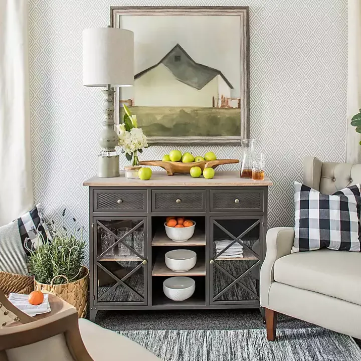 Rustic Gray Balustrade Buffet Lamp