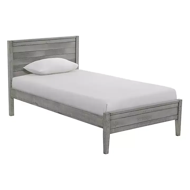 Rustic Gray Pine Panel Twin Bed Frame