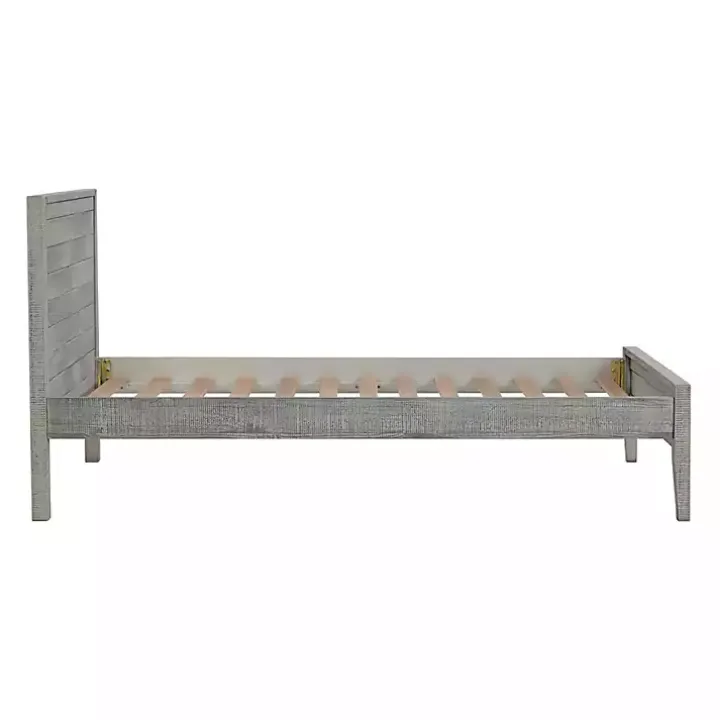 Rustic Gray Pine Panel Twin Bed Frame