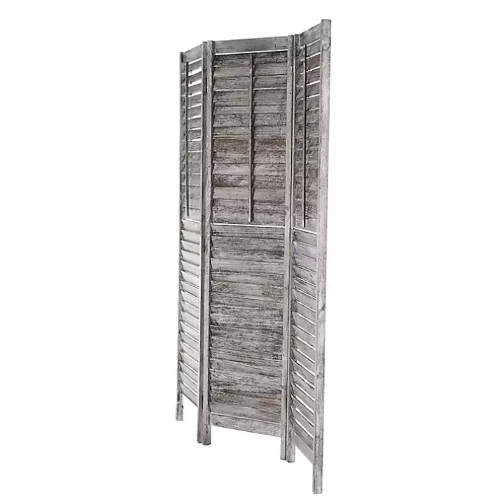 Rustic Gray Shutter Trifold Room Divider