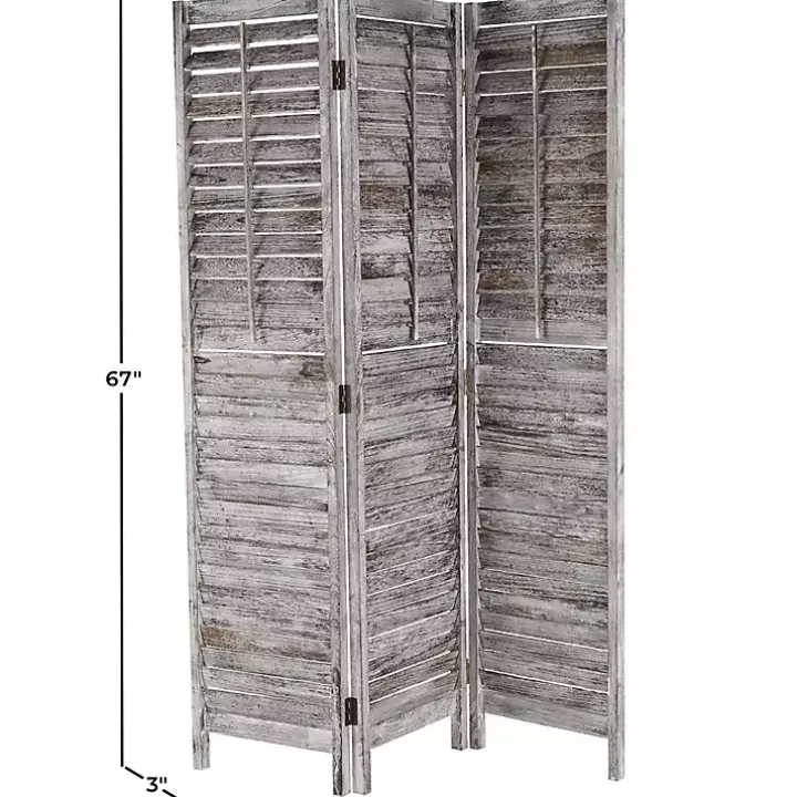 Rustic Gray Shutter Trifold Room Divider