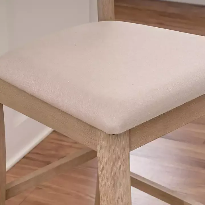 Rustic Graywash Wood Upholstered Counter Stool