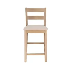 Rustic Graywash Wood Upholstered Counter Stool