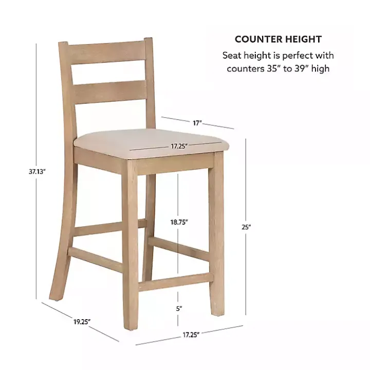 Rustic Graywash Wood Upholstered Counter Stool