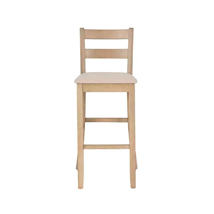 Rustic Graywash Wood Upholstered Bar Stool