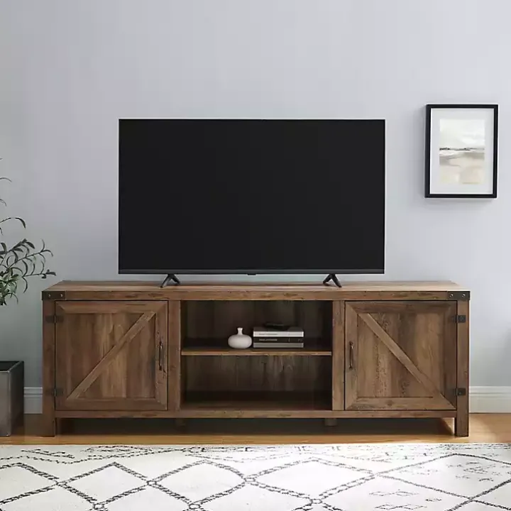 Rustic Oak Barn Door TV Stand