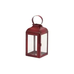 Rustic Red Ring Top Metal Lanterns, Set of 3