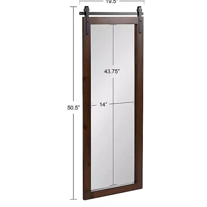 Rustic Walnut Barn Door Wall Mirror