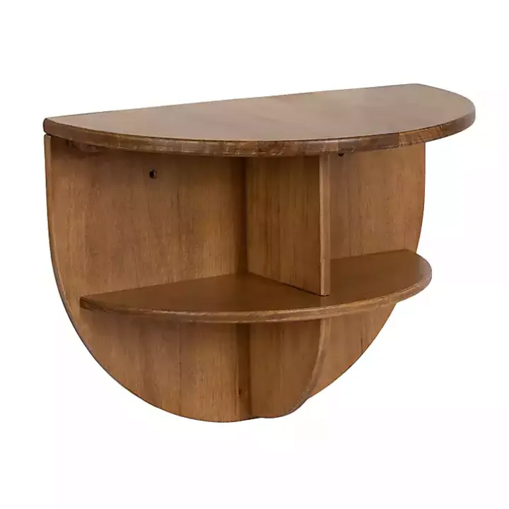 Rustic Wood Half Moon Floating Accent Table