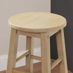 Rustic Wood Pub Classic Backless Bar Stool