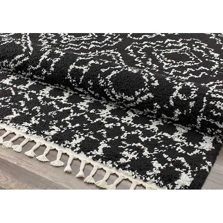 Sable Black and White Moon Area Rug, 5x7
