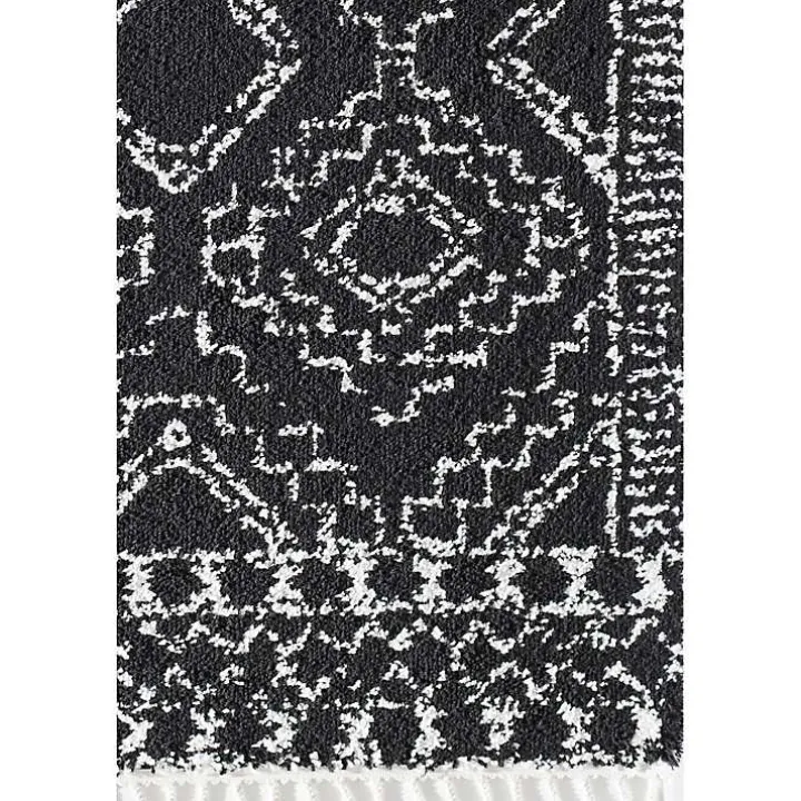 Sable Black and White Moon Area Rug, 5x7