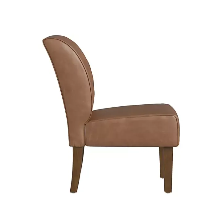 Saddle Brown Faux Leather Accent Chair