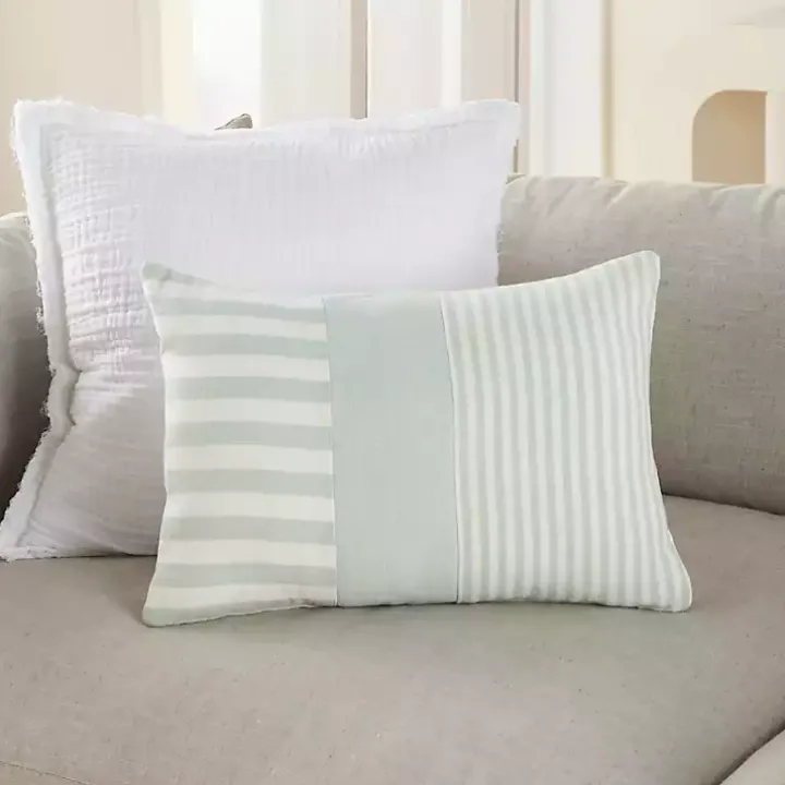 Sage Asymmetrical Stripes Lumbar Pillow