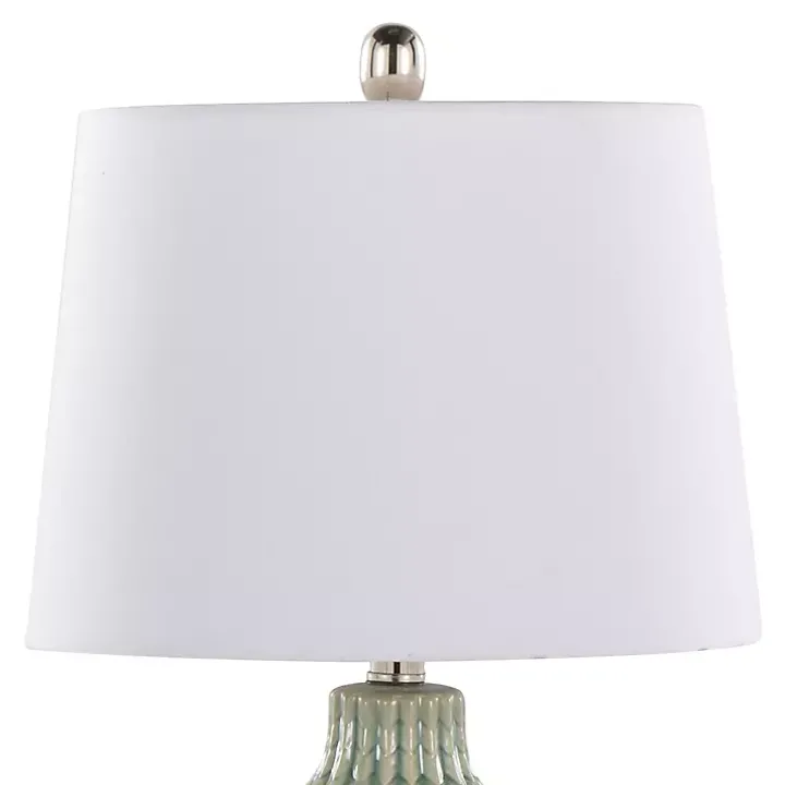 Sage Ceramic Chevron Table Lamps, Set of 2