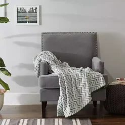 Sage Chevron Plush Throw