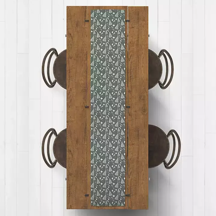 Sage Christmas Trees Table Runner