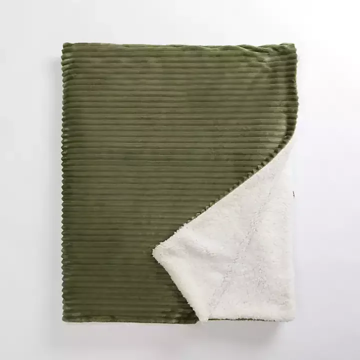 Sage Corduroy Sherpa Throw