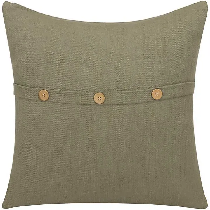 Sage Green Buttoned Throw Pillow