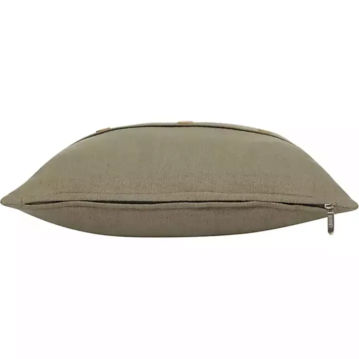 Sage Green Buttoned Throw Pillow