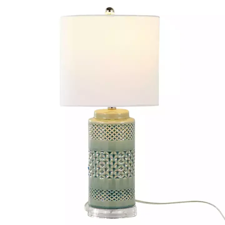 Sage Green Geometric Table Lamps, Set of 2