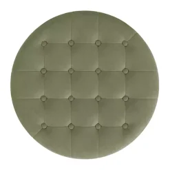 Sage Green Round Velvet Tufted Storage Ottoman