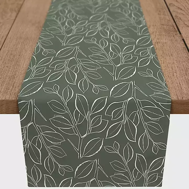 Sage Leaves Table Runner, 90 in.