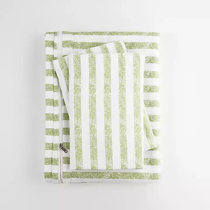 Sage Rugged Stripes Puffed King 3-pc. Duvet Set