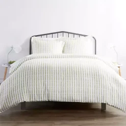 Sage Rugged Stripes Puffed Twin 3-pc. Duvet Set