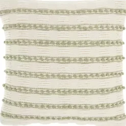 Sage Woven Knotted Stripes Throw Pillow