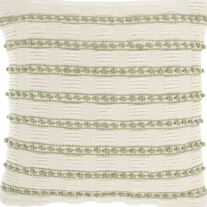 Sage Woven Knotted Stripes Throw Pillow