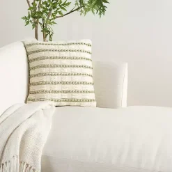 Sage Woven Knotted Stripes Throw Pillow